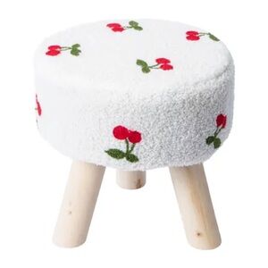 Cherry Print Sherpa Fruit Stool
